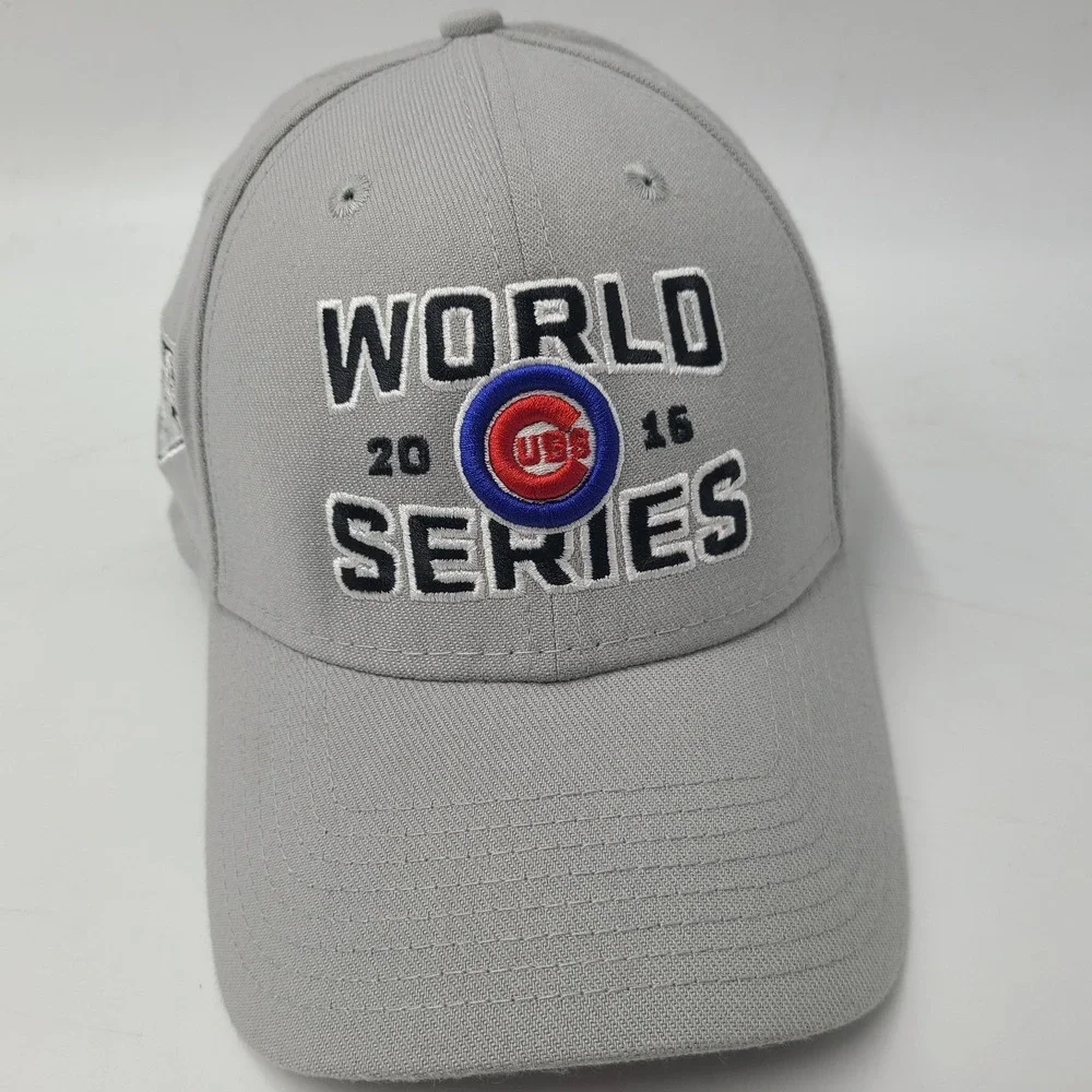 Chicago Cubs Hat L-XL New Era 39Thirty 2016 World Series Flex‎ Fitted Gray MLB